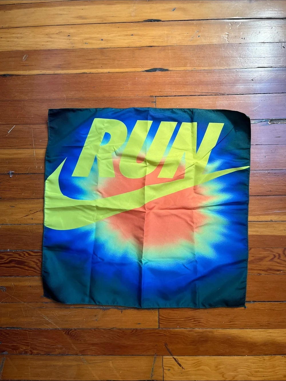 Two Nike RUN Tie-Dye Square Scarves